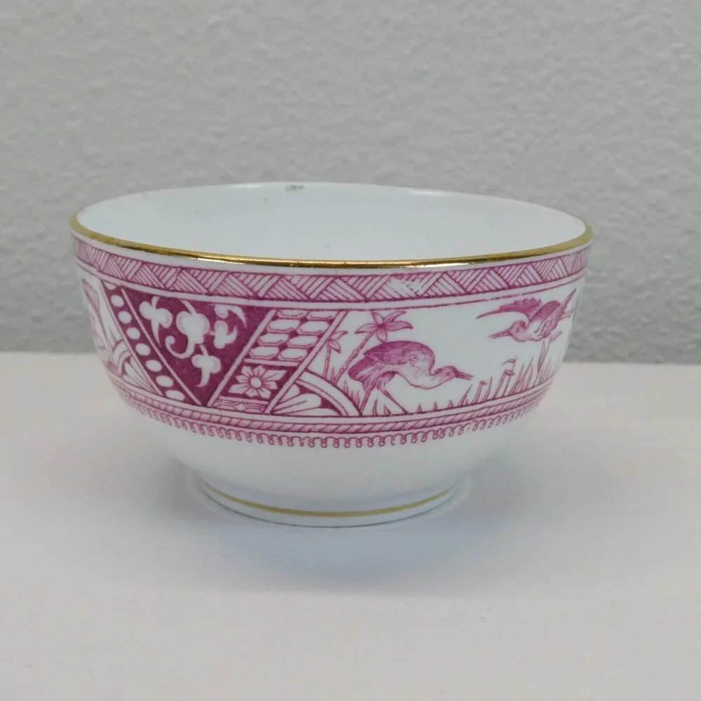 Meigh Forester Congo Fine China White Pink Gold Trim Round Bowl 4 1/8" Antique - Picture 2 of 9